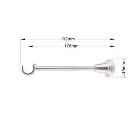 19 Inox Single Classic Dim Inox Classic single curtain pole bracket with dimensions