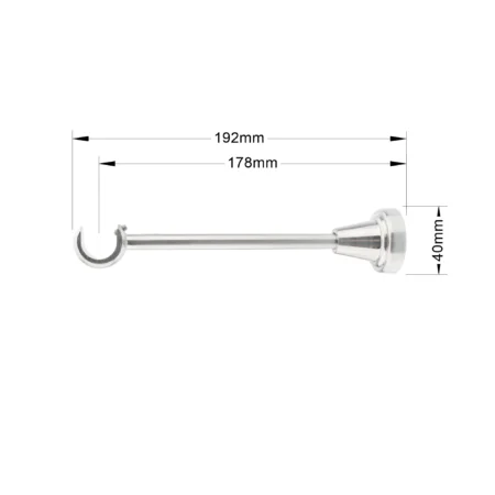 Inox Classic single curtain pole bracket with dimensions