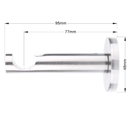 19 Inox Single Modern dim 19 mm single curtain rod bracket in modern style with inox finish and dimensions