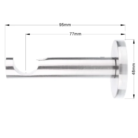 19 mm single curtain rod bracket in modern style with inox finish and dimensions