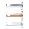 Metal curtain rod bracket in chrome, brushed brass, and satin chrome finishes