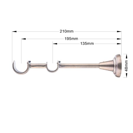 25-19 Antique Double dim 25-19 mm double curtain rod bracket with antique finish and dimensions