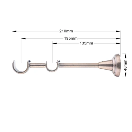 25-19 mm double curtain rod bracket with antique finish and dimensions