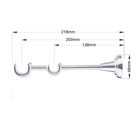 25-19 Chrome Double dim 25-19 mm double curtain rod bracket with chrome finish and dimensions
