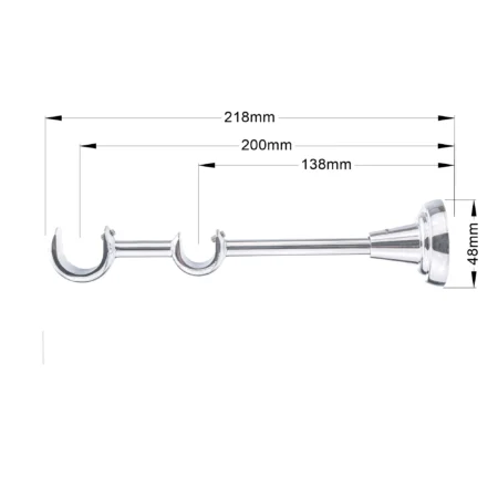 25-19 mm double curtain rod bracket with chrome finish and dimensions