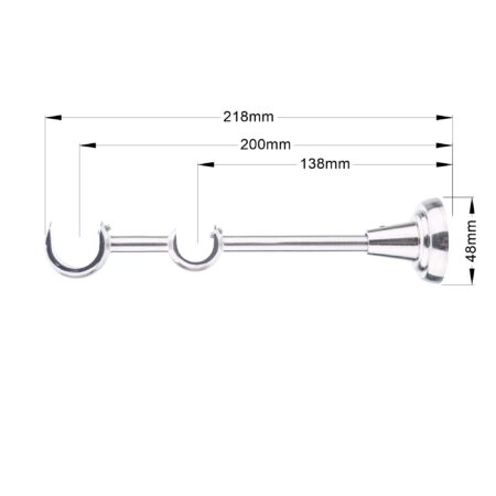 25-19 Inox Double dim 25-19 mm double curtain rod bracket with inox finish and dimensions