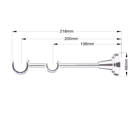 25-19 mm double curtain rod bracket with inox finish and dimensions