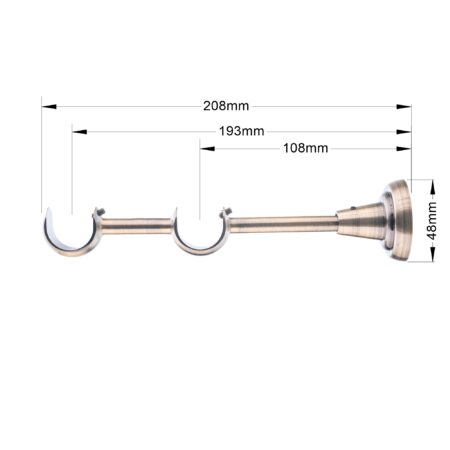 25-25 mm double curtain rod bracket with antique finish and dimensions