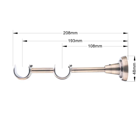 25-25 mm double curtain rod bracket with antique finish and dimensions