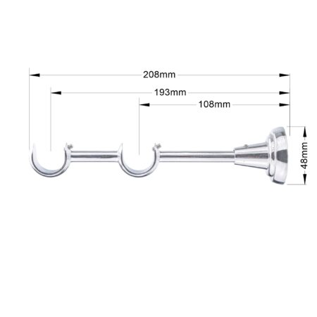 25-25 mm double curtain rod bracket with chrome finish and dimensions