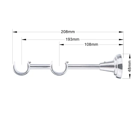 25-25 mm double curtain rod bracket with chrome finish and dimensions