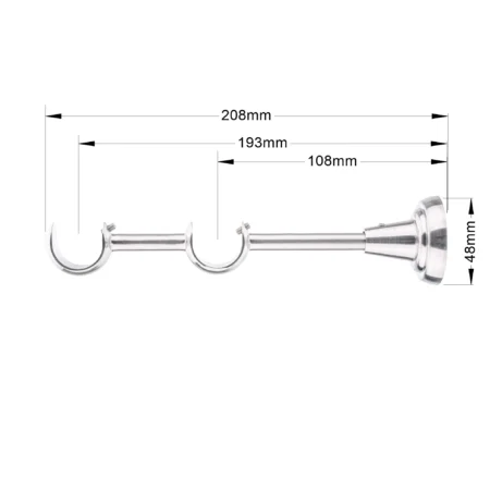 25-25 mm double curtain rod bracket with inox finish and dimensions