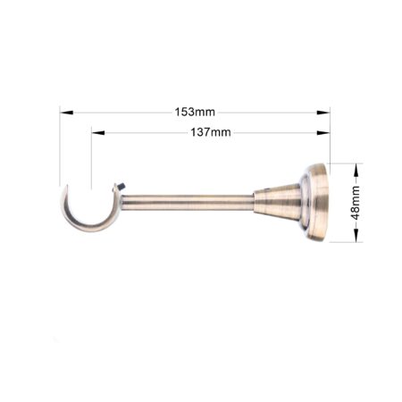 25 mm single curtain rod bracket in classic style with antique finish and dimensions