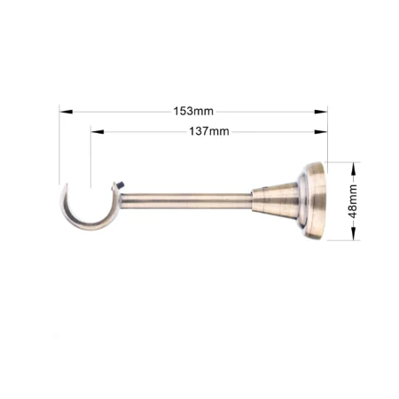 25 mm single curtain rod bracket in classic style with antique finish and dimensions