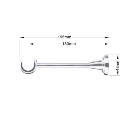 25 mm single curtain rod bracket in modern style with chrome finish and dimensions