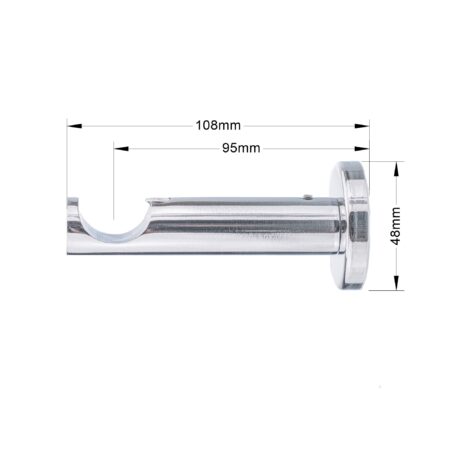 25 mm single curtain rod bracket in modern style with chrome finish and dimensions