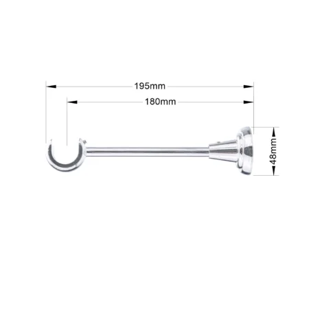 25 mm single curtain rod bracket in classic style with inox finish and dimensions