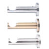 Curtain rod bracket in chrome, brushed brass, and satin chrome finishes