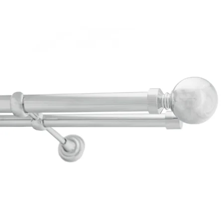 Chrome-double-25-19-ball Double Metal Curtain Pole 25/19mm With Finials Rod Classic Brackets Chrome