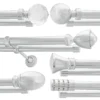 Chrome-double-25-19-parent Double Metal Curtain Pole 25/19mm With Finials Rod Classic Brackets Chrome