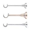 Curtain rod bracket with U-shaped hook in chrome, brushed brass, and satin chrome finishes