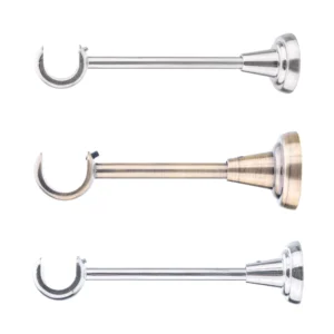 Curtain Pole Curtain Bracket 25mm Classic Curtain rod bracket with U-shaped hook in chrome, brushed brass, and satin chrome finishes