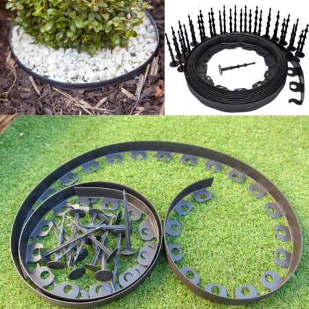 Flexible Garden Lawn Grass Edge Plastic Garden Border Wall Strong 10m with 30 Pegs