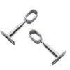 Wardrobe_Rail_Oval_RUN_brackets 30x15_pair Pair of chrome-plated oval wardrobe rail brackets with elongated oval openings and wall mounting plates.