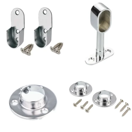 brackets Chrome wardrobe rail mounting brackets and supports for 25 mm rail