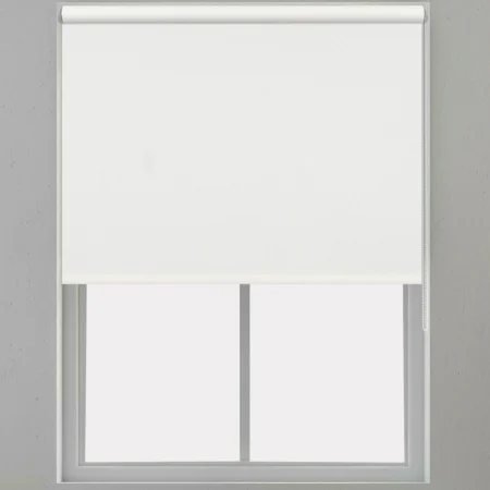 White roller blind installed on a window