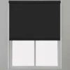 Black roller blind installed on a window
