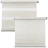 Beige linen-look day and night roller blind shown open and closed