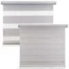 Silver day and night roller blind shown with the fabric open and closed