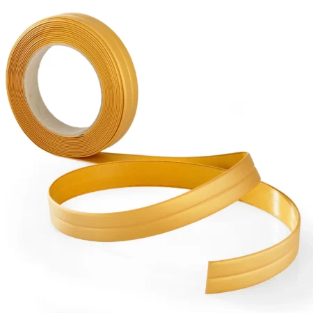 Unrolled gold self-adhesive PVC skirting board trim, 10x10mm, 5m roll