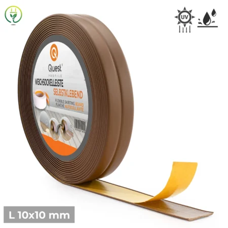 PVC Skirting Board Self-Adhesive Flexible Trim 10x10mm 5m