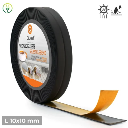PVC Skirting Board Self-Adhesive Flexible Trim 10x10mm 5m