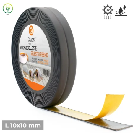 PVC Skirting Board Self-Adhesive Flexible Trim 10x10mm 5m