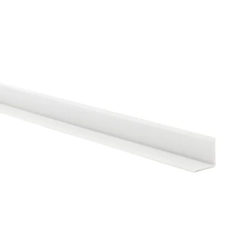 Light Gray self-adhesive PVC skirting board trim folded along its hinge, 10x10mm
