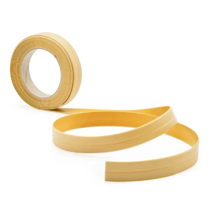 Unrolled cream self-adhesive PVC skirting board trim, 10x10mm, 5m roll