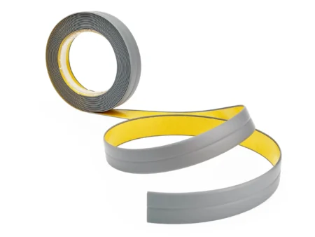 Unrolled gray self-adhesive PVC skirting board trim, 10x10mm, 5m roll