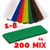 Flat plastic window spacers 24 mm wide shown in all eight thicknesses