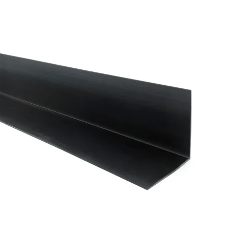 Black PVC Wall Corner Protector Angle Trim – 1m Profile Black PVC wall corner protector angle trim, 1 metre L-profile shown close up