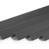 Black PVC angle trim - all eight profile sizes Black PVC wall corner protector angle trim shown in all eight profile sizes