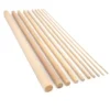 Wooden dowel rods in all six beech diameters, shown from above and the side