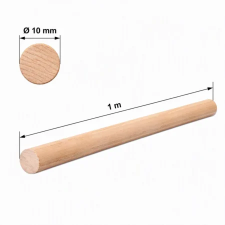 Beech wood dowel rod with 10 mm diameter and 1 m length marked