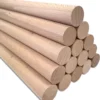 Wooden dowel rods stacked in a pyramid showing the 8 mm to 25 mm range