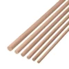 Beech wooden dowel rods in all six diameters, top view from the other side